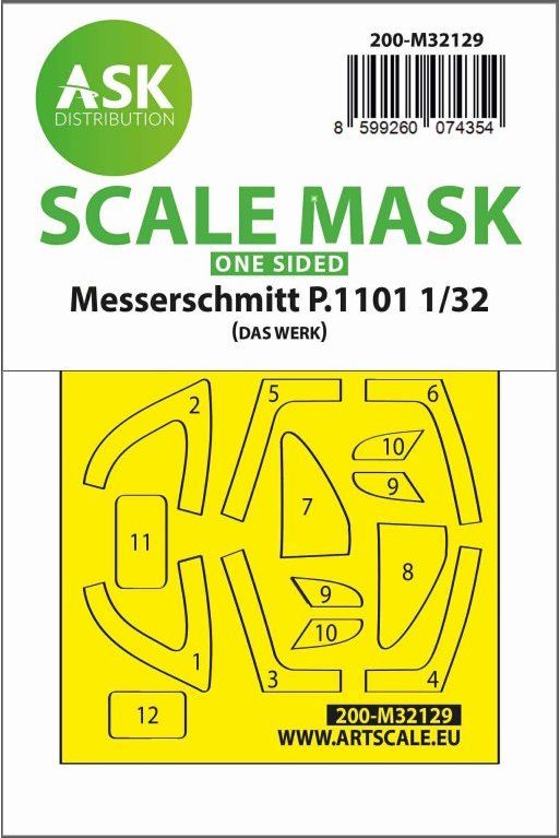 1:32 Messerschmitt P.1101 one-sided express fit mask for Das Werk