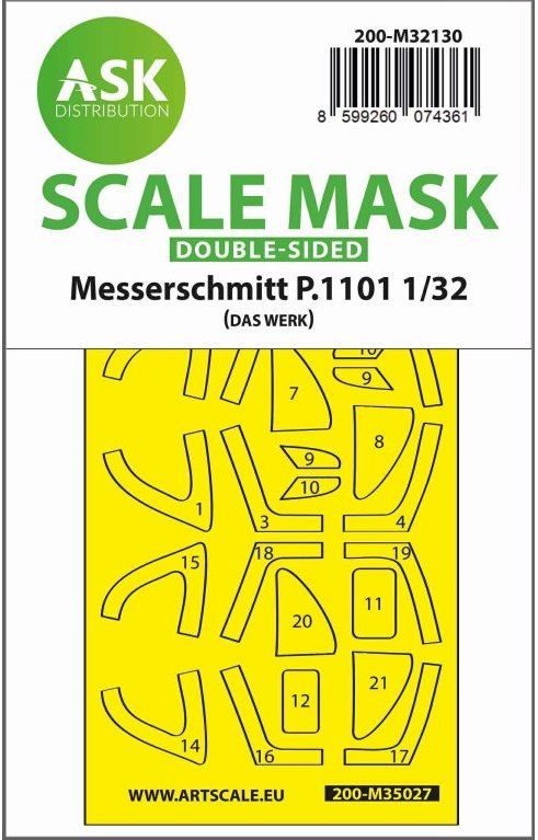 1:32 Messerschmitt P.1101 double-sided express fit mask for Das Werk