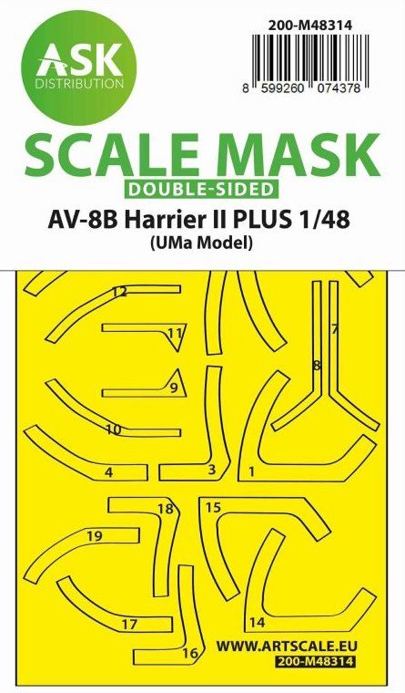 1:48 AV-8B Harrier II PLUS double-sided express fit mask for UMa Model