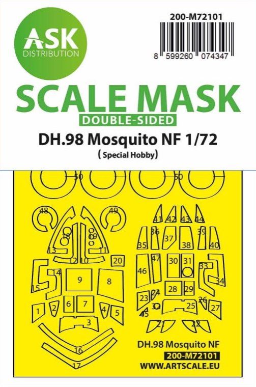1:72 DH.98 Mosquito NF double-sided fit express mask for Special Hobby