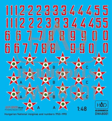 1:48 Hungarian National Insignias and Numbers (1950-1990) Dry-Water Decal Sheet