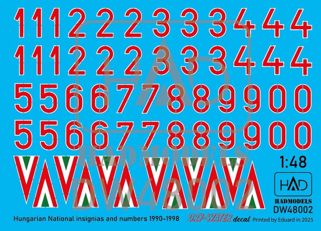 1:48 Hungarian National Insignias and Numbers (1990-1998) Dry-Water Decal Sheet