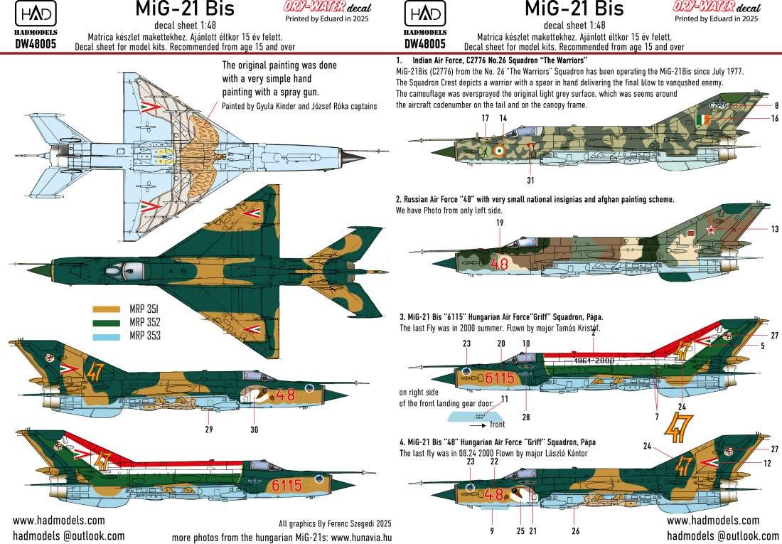 1:48 MiG-21 Bis - Dry-Water Decal Sheet