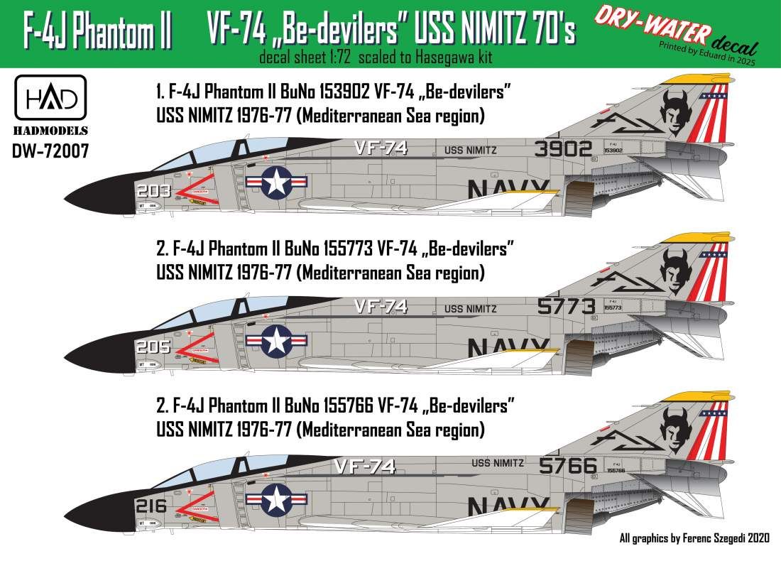 1:72 F-4 J Phantom II - Be-Devilers Dry-Water Decal Sheet