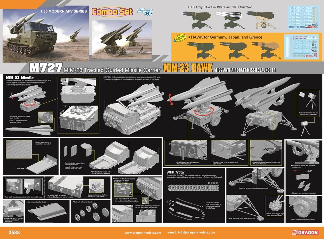 1:35 M727 MIM-23 Tracked Guided Missile Carrier + 1:35 MIM-23 HAWK M192 Anti-aircraft Missile Launcher