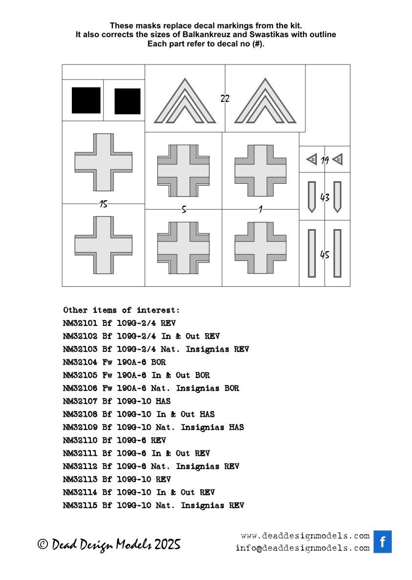 1:32 Bf 109 G-2 / G-4 - National Insignias (for Revell Kits)