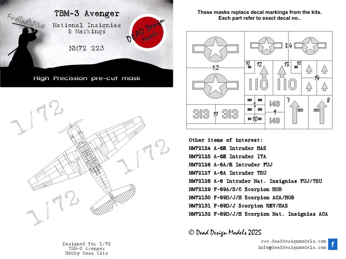1:72 TBM-3 Avenger - National Insignias (for HobbyBoss Kits)