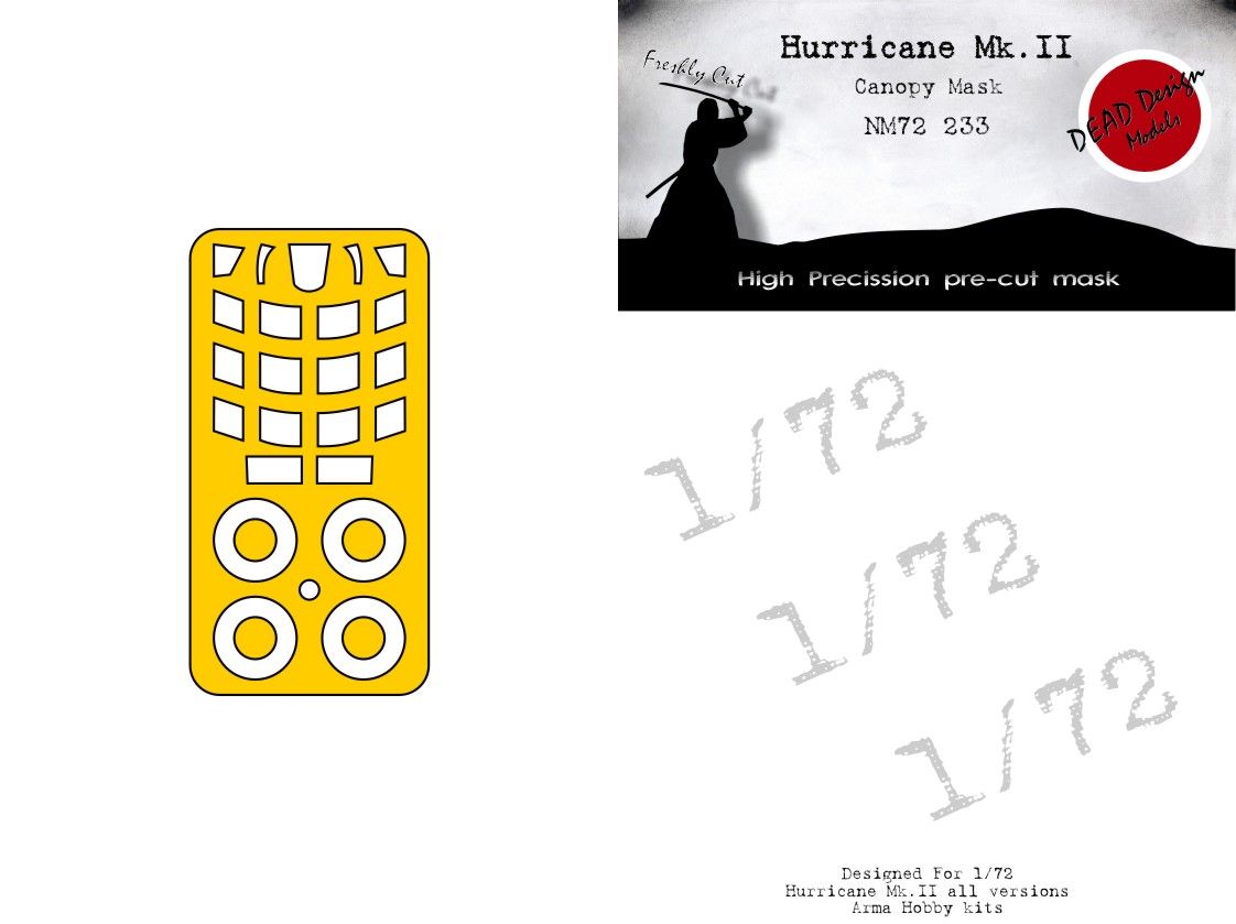 1:72 Hawker Hurricane Mk.II - Canopy Mask Set (for Arma Hobby Kits)