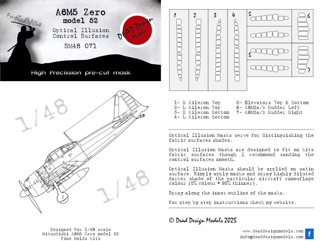 1:48 A5M1/2a Claude Family Optical Illusion, Control Surfaces Fine Molds