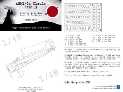 1:48 A5M1/2a Claude Family Optical Illusion Control Surfaces for Fine Molds