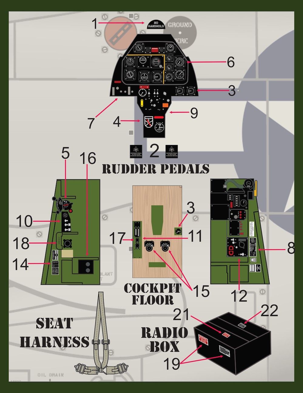 1:48  P-51D cockpit detail set for Tamiya