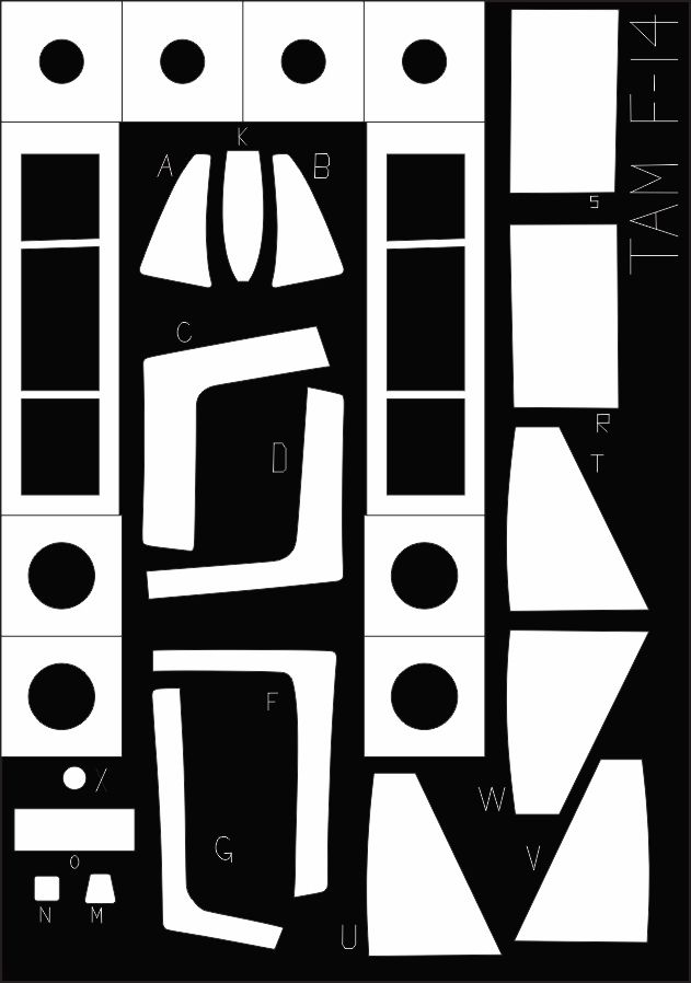 1:48 F-14 Canopy and Wheel Hub Mask Set for Tamiya