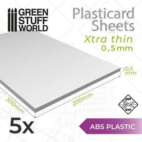 ABS Plasticard A4 - 0,5mm COMBOx5 sheets