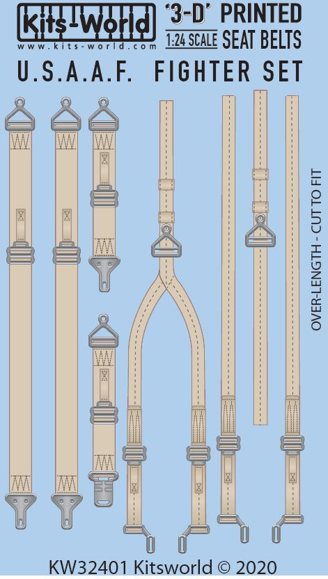 1:24  USAAF Fighter Seat Belt Set. Full Colour 3D