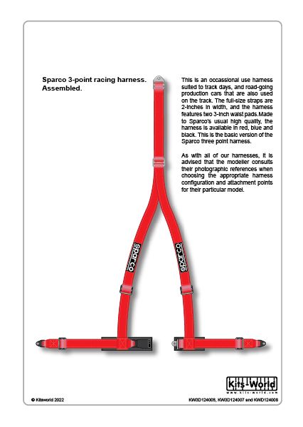 1:24 Description:'Sparco' Racing Harness 'Red'