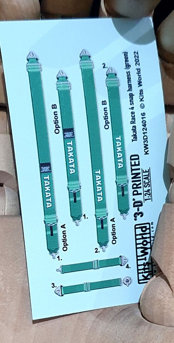 1:24 Printed Racing Harness Decals Takata Race 4-Snap Harness (Green)