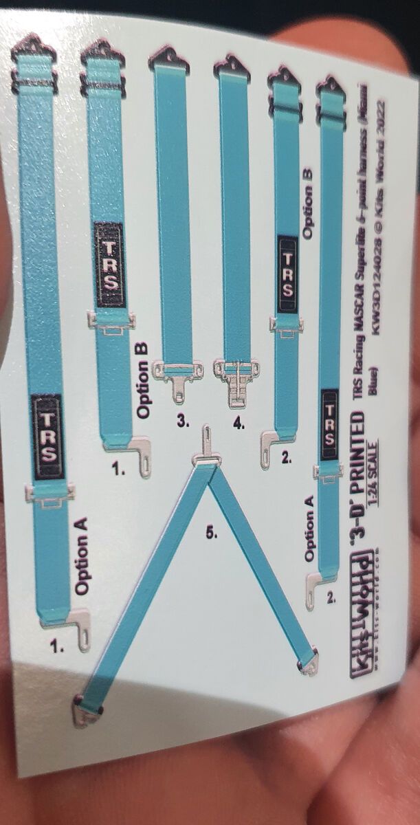 1:24 TRS Racing Nascar Superlite 6-Point Harness (Miami Blue)
