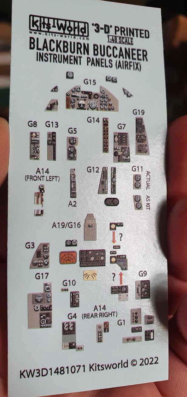1:48 Blackburn Buccaneer S.2C/D 3D cockpit decal (for Airfix 12012 kit)