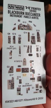 1:48 Blackburn Buccaneer S.2C/D 3D cockpit decal (for Airfix 12012 kit)