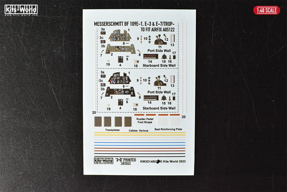 1:48 Messerschmitt Bf-109 E-1/3/7 Interior Detail Set (for Airfix 05122 kit)