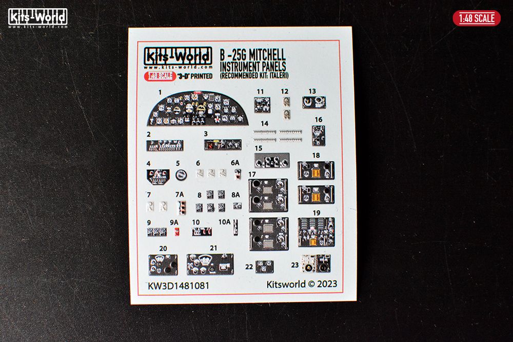 1:48 North American B-25 G Mitchell Full colour Instrument Panels (designed to be used with Italeri kits)