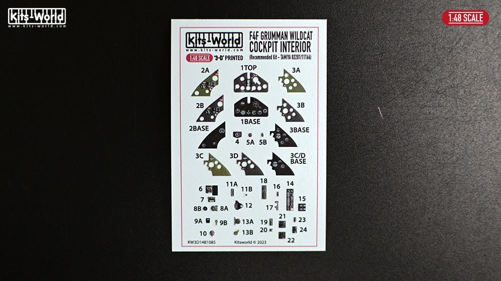 1:48 Grumman F4F Wildcat -  Full 3D Colour Cockpit Set (for Eduard 82201/11166 kits)