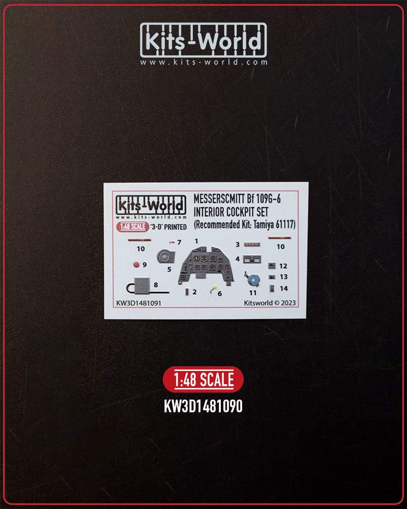 1:48 Messerschmitt Bf-109G-6 - Interior Canopy Set (designed to be used with Tamiya 61117 kit)