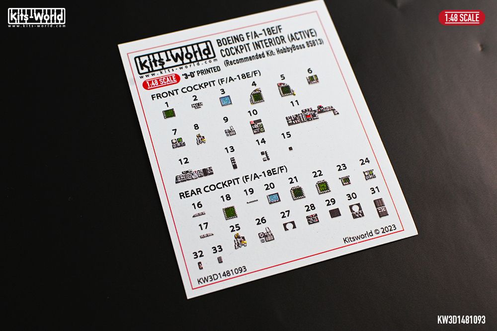 1:48 F/A-18 E/F Super Hornet - Cockpit Interior Detail Set (for Hobby Boss 85813 kit)