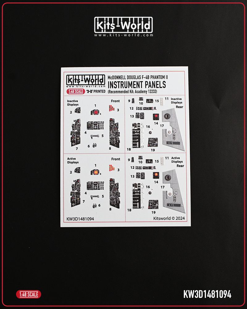1:48 McDonnell Douglas F-4 B Phantom II - Cockpit Interior Detail Set (for Academy 12232 kit)