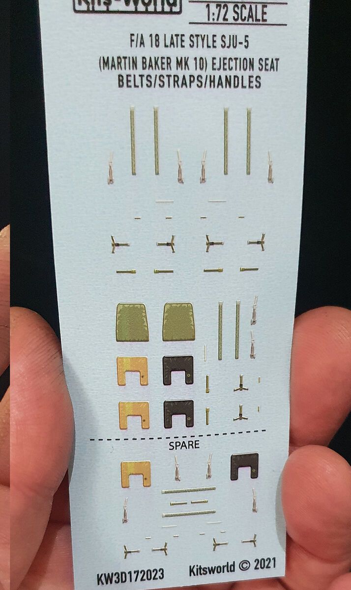 1:72 F/A-18 Hornet Variants MB Mk.10 - Full Colour 3D Ejection Seat Belt decals.