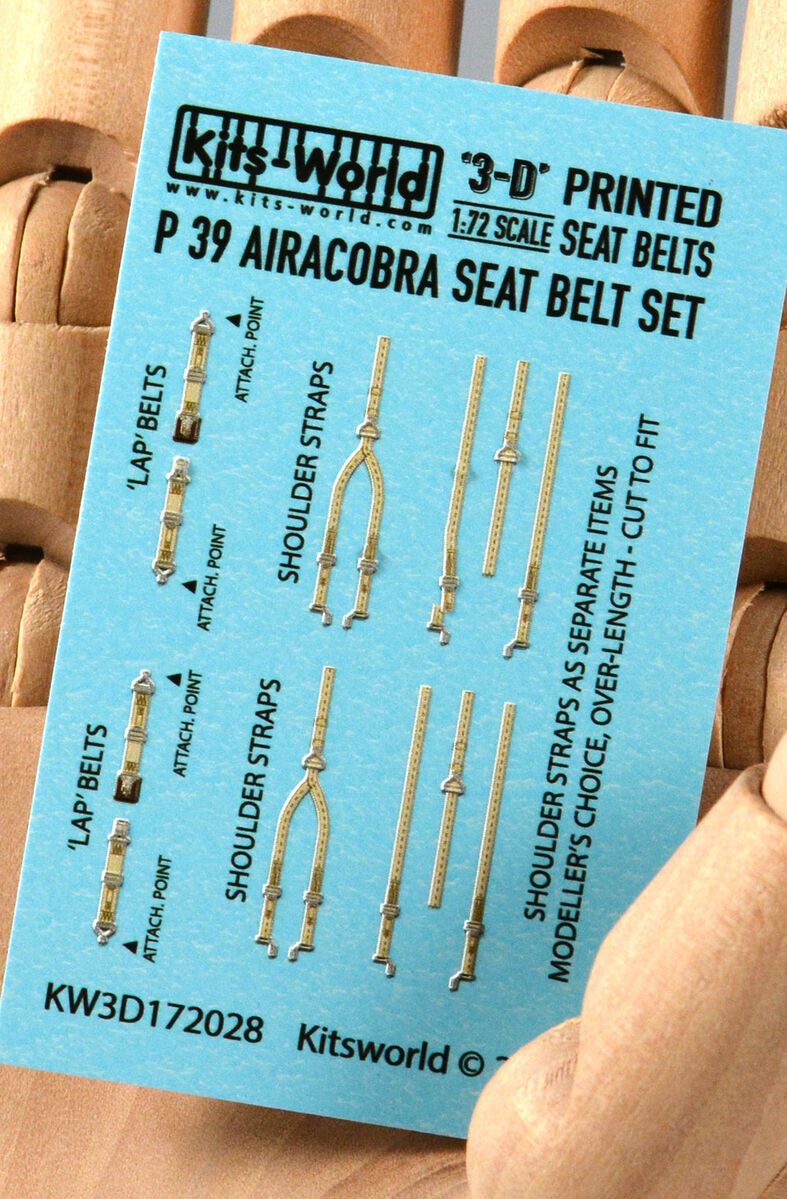 1:72 Bell P-39 Airacobra Full Colour 3D Seat Belt Set (for all Manufacturers)