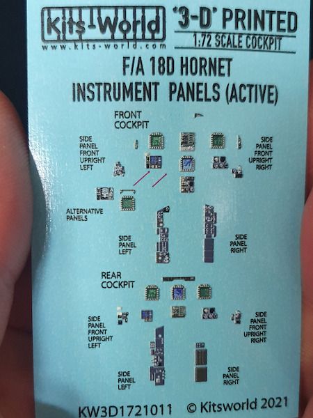 1:72 F/A-18 D Hornet (screens on) 3D Full colour Instrument Panels (for Academy, Airfix, Hasegawa, Hobby Boss, Italeri and Kinetic Model kits)