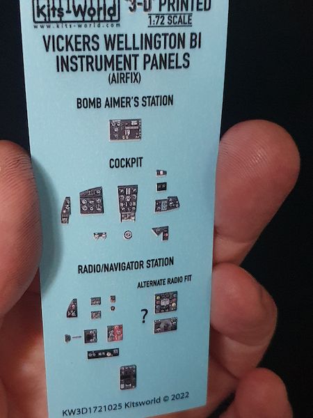 1:72 Vickers Wellington B Mk.I 3D Full colour Instrument Panels (for Airfix kits)