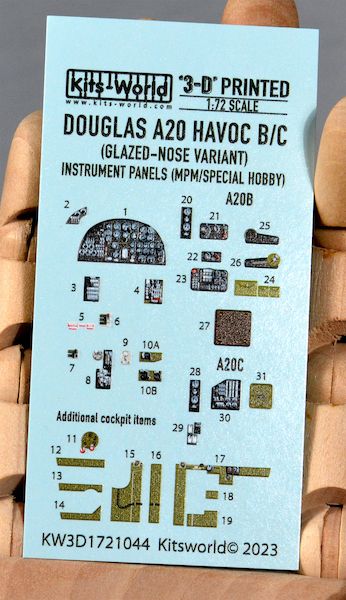 1:72 Douglas A-20 B/C Havoc with glazed-nose Full Colour 3D Interior Cockpit Set (for MPM and Special Hobby kits)
