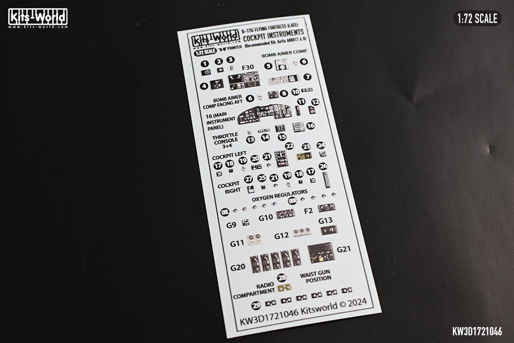 1:72 B-17G Flying Fortress - Late Version - 3D Full Colour Instrument Panels (for Airfix 08017 & 08017B kits)