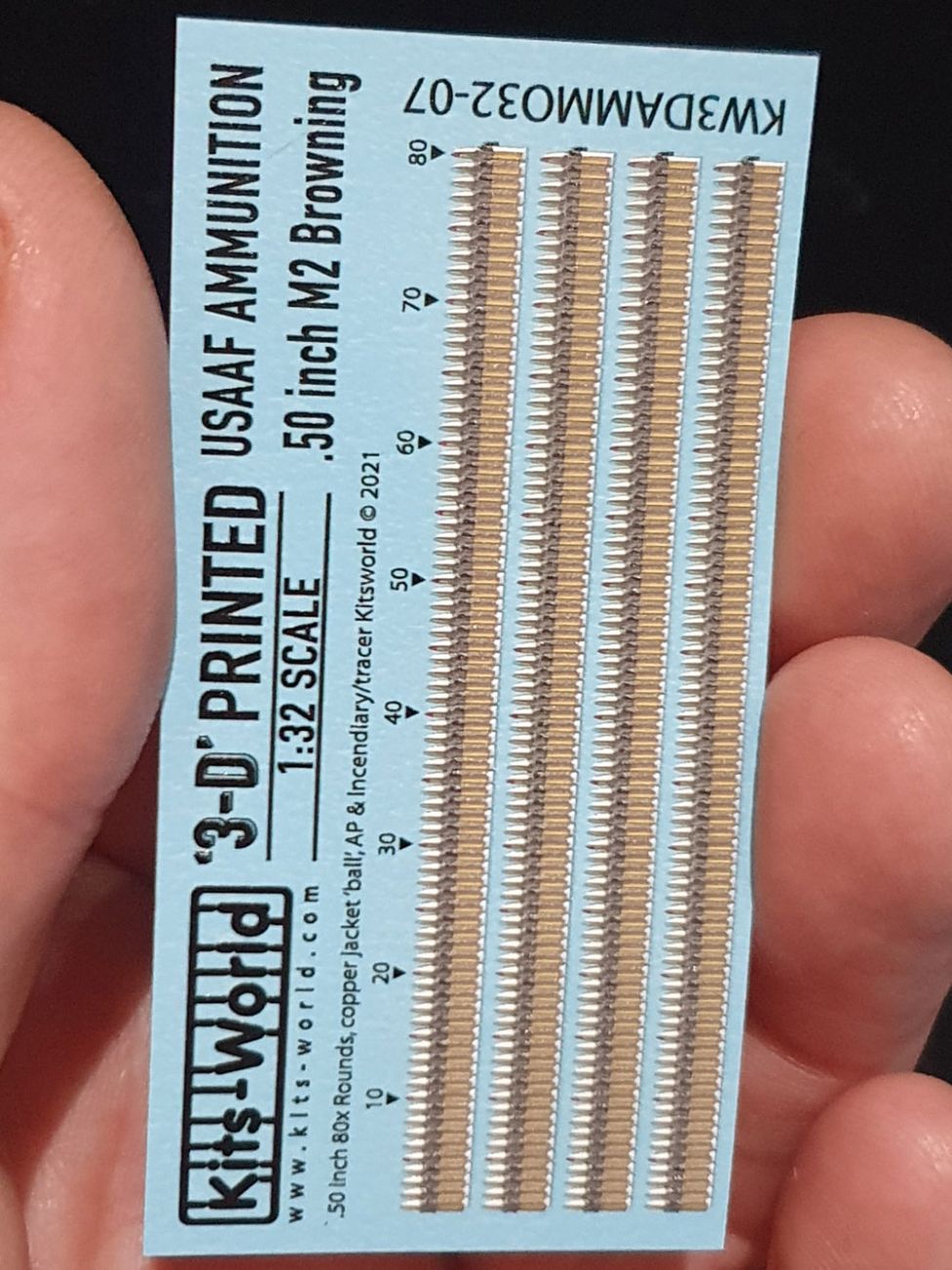 1:32 USAAF .50 inch M2 Browning 3D Decal Ammunition Belts (320 Rounds)