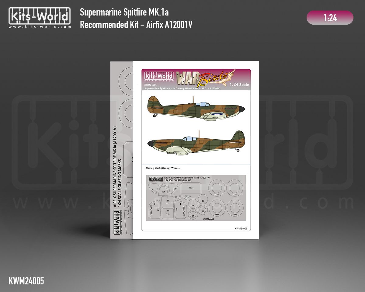 1:24 Supermarine Spitfire Mk.Ia (designed to be used with Airfix A12001V kit)