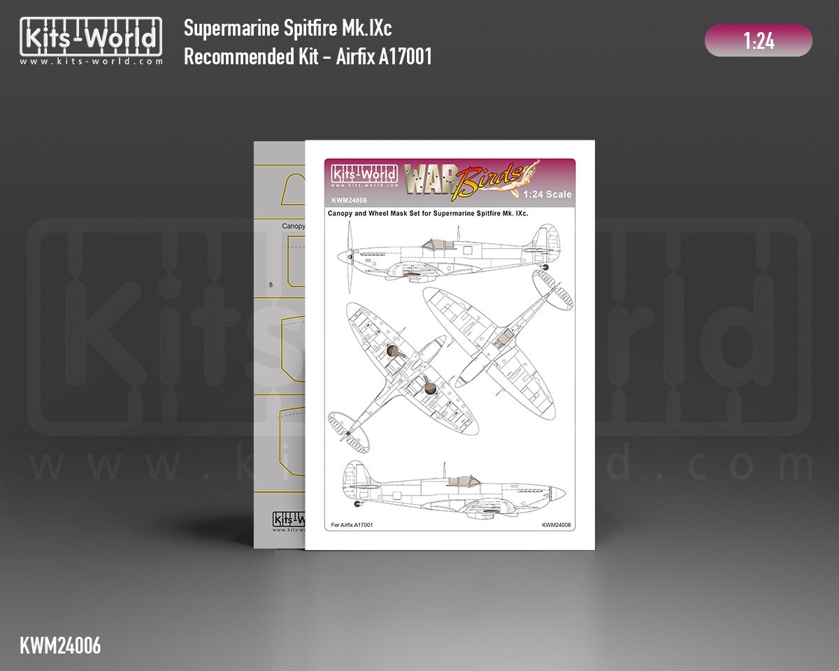 1:24 Scale Paint Mask Supermarine Spitfire Mk.IXc for Airfix A17001