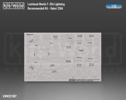 1:32 Lockheed Martin F-35 A Lightning II wheels and canopy paint mask outside only (for Italeri 2506 kit)