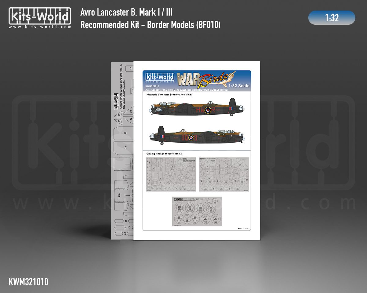 1:32 Avro Lancaster B.Mk.I/III Canopy/Wheel Masks (for Border Models BF-010 kit)