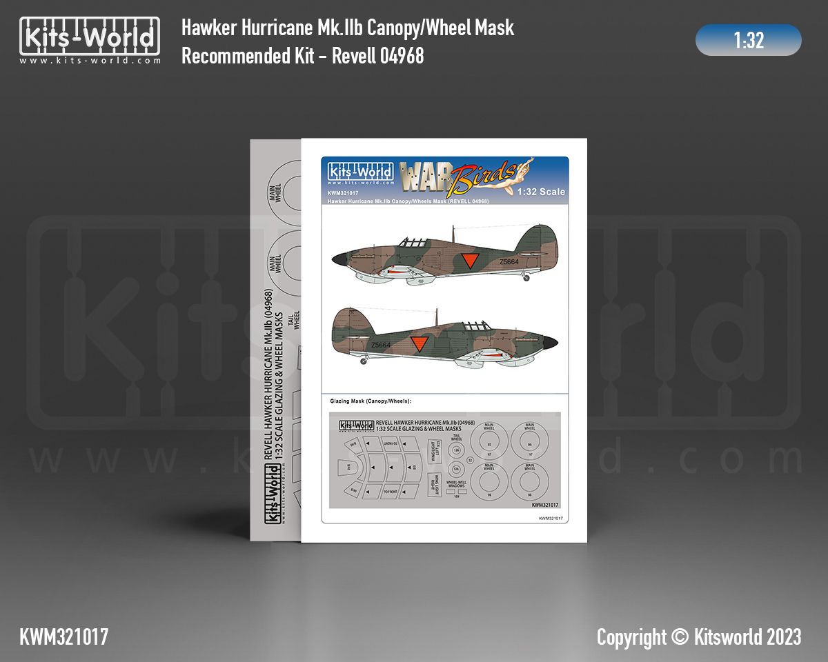 1:32 Hawker Hurricane Mk.IIb - Canopy and Wheel Masks (designed to be used with Revell kits)