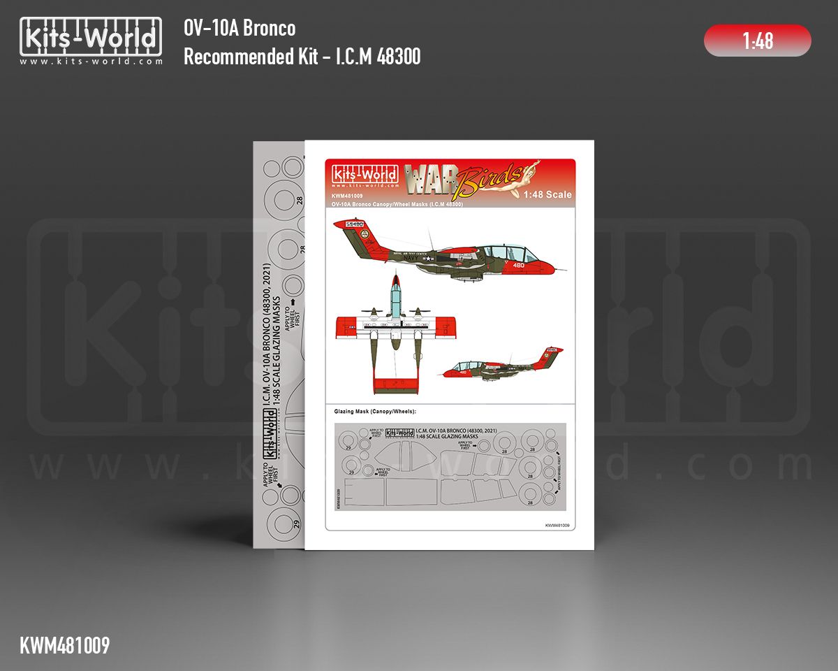 1:48 OV-10A Bronco wheels and canopy paint mask outside only (for ICM 48300 kit)