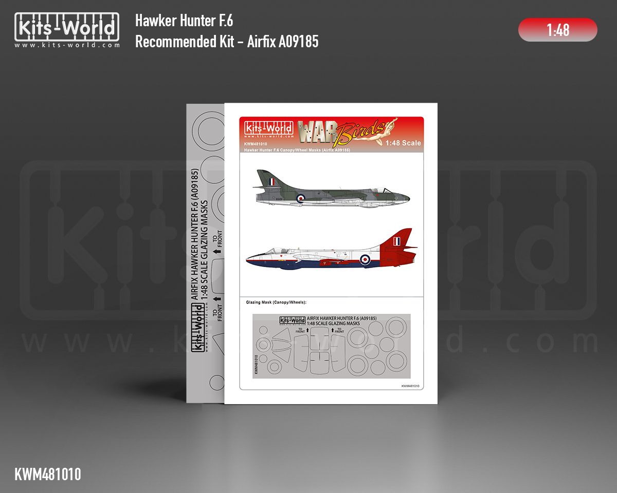 1:48 Hawker Hunter F.6 wheels and canopy paint mask outside only (for Airfix 09185 kit)