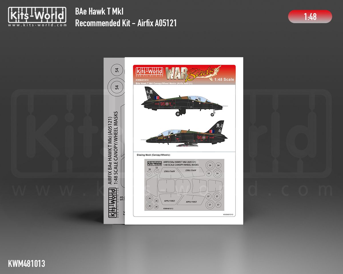 1:48 Bae Hawk T Mk.I wheels and canopy paint mask outside only (for Airfix 05121 kit)
