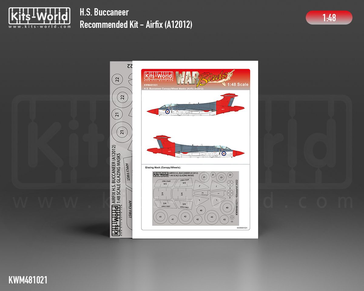 1:48 Blackburn Buccaneer S.2 C/D Canopy and wheel mask (for Airfix 12012 kit)