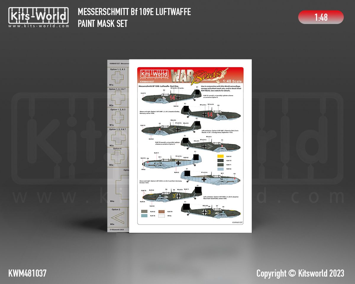 1:48 Messerschmitt Bf-109 E-1/3/4/7 Paint Mask (Part 1)