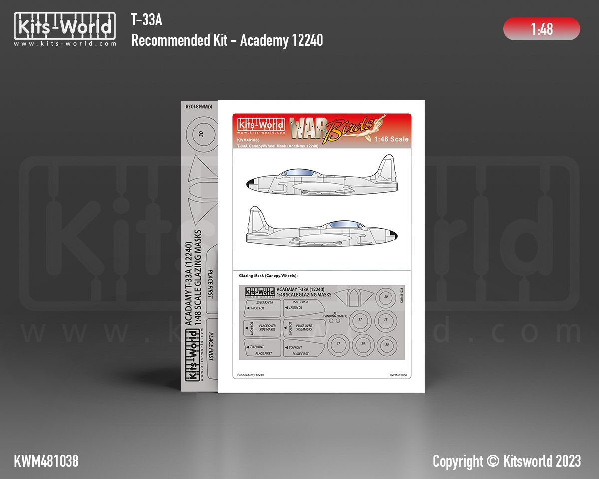 1:48 T-33A Shooting Star Canopy/Wheel Mask Set (for Academy 12284 kit)