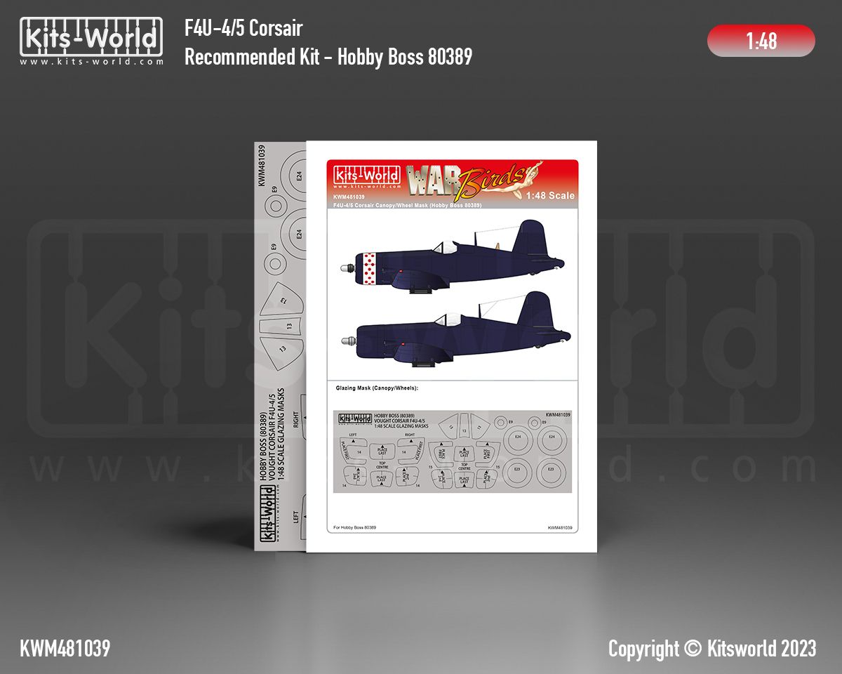 1:48 F4U-4/5 Corsair Canopy/Wheel Mask Set (for Hobby Boss 80389 kit)