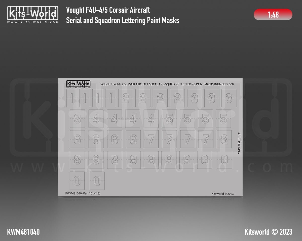 1:48 F4U-4/5 Corsair Serial and Squadron Lettering Mask Set