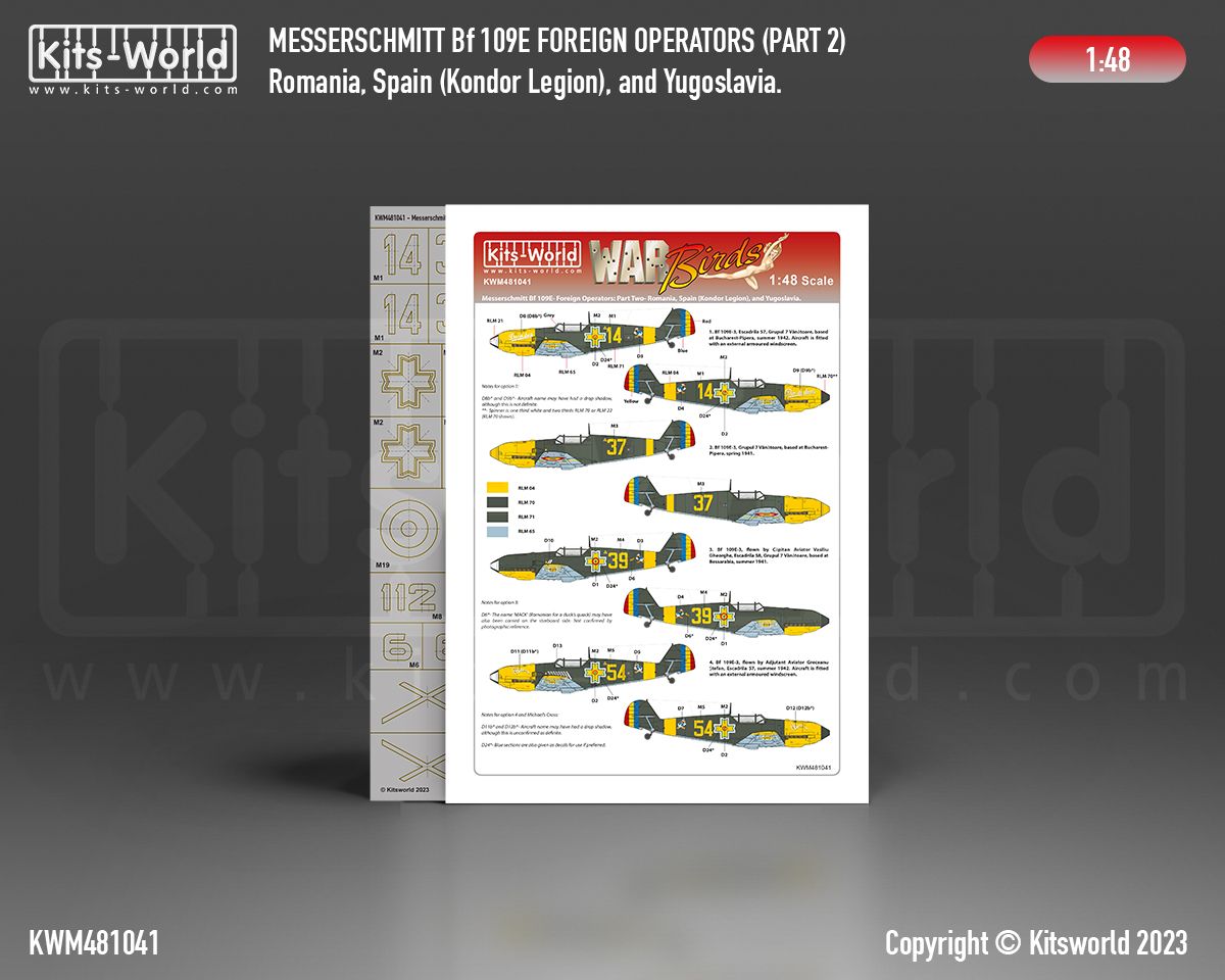 1:48 Messerschmitt Bf-109 E Foreign Operators Stencil Masks and Decal Set (Part 2)